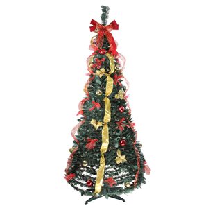 Northlight 6-ft Green Artificial Christmas Tree with Warm White Light and Red/Gold Ornaments
