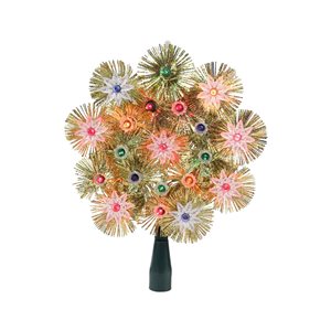Northlight  8-in Gold and Pink Retro Tinsel Snowflake Christmas Tree Topper