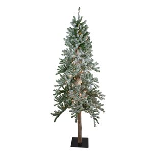 Northlight 7-ft Pencil Flocked Alpine Pre-Lit Artificial Christmas Tree with Warm White Lights