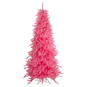 Northlight 7.5-ft Slim Pink Tinsel Pre-Lit Artificial Christmas Tree with Pink Lights