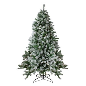 Northlight 6.5-ft Flocked Winter Park Fir Pre-Lit Artificial Christmas Tree with Warm White Lights