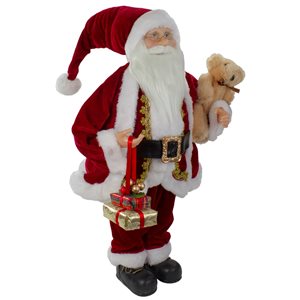 Northlight 2-ft Traditional Santa Christmas Figure with a Plush Brown Bear