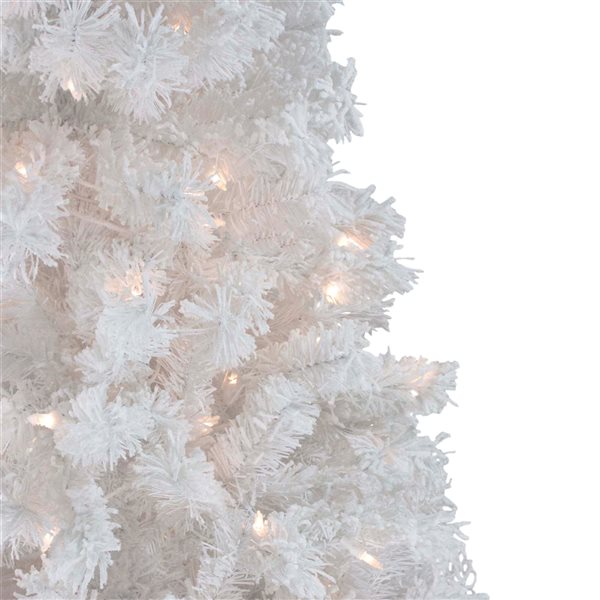 Northlight 7.5-ft Flocked White Spruce Pre-Lit Artificial Christmas Tree with Warm White Ligths