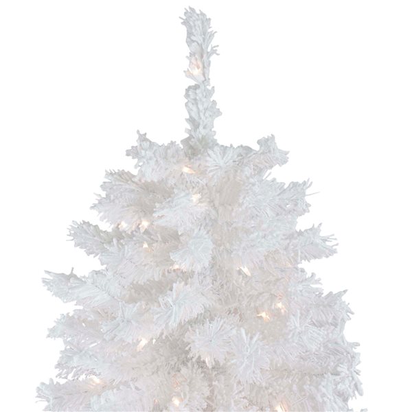 Northlight 7.5-ft Flocked White Spruce Pre-Lit Artificial Christmas Tree with Warm White Ligths