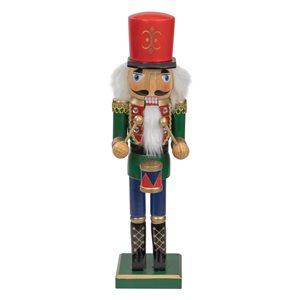 Northlight 14-in Green and Red Traditional Standing Drummer Christmas Nutcracker