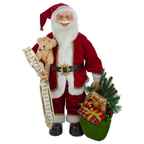 Northlight 2-ft Standing Santa Christmas Figure with Presents and a Naughty or Nice List
