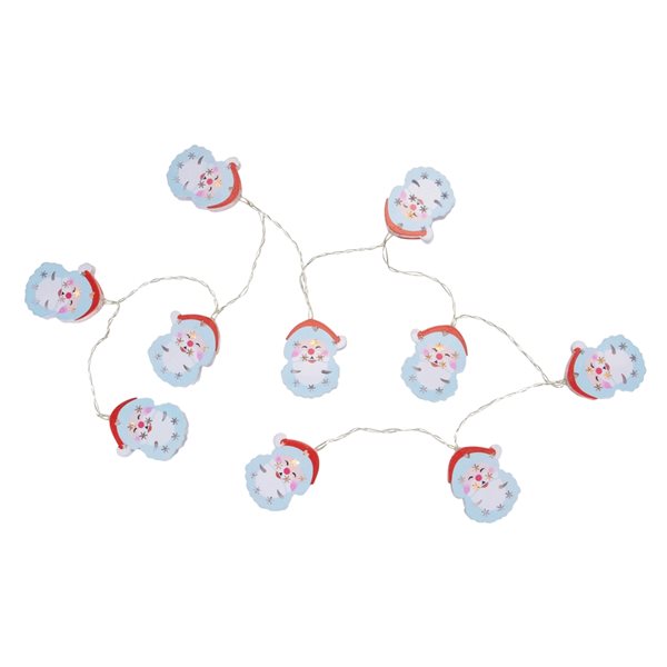 Northlight 10-Count 4-ft Metal Santa Face LED Battery-Operated Indoor Christmas String Lights