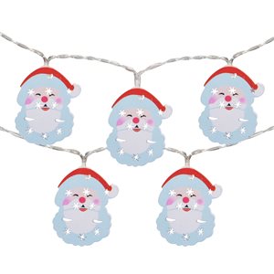 Northlight 10-Count 4-ft Metal Santa Face LED Battery-Operated Indoor Christmas String Lights
