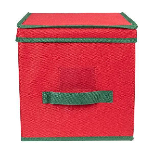 Northlight 13-in Red and Green Christmas Ornament Storage Box with