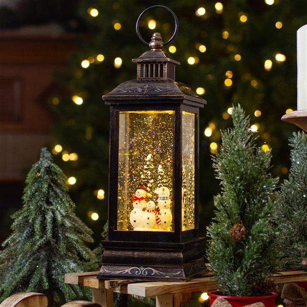 Northlight 11-in LED Snowman Family Christmas Lantern Snow Globe