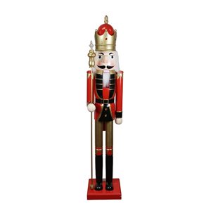 Northlight 5-ft Red and White Commercial Size Christmas Nutcracker with Scepter