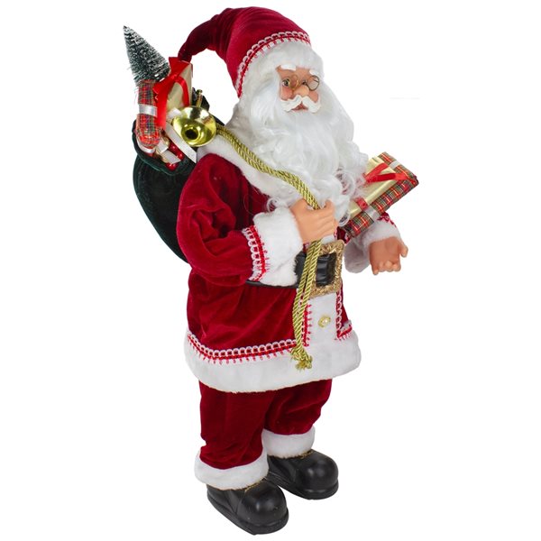 Northlight 2-ft Standing Curly Beard Santa Christmas Figure with Presents
