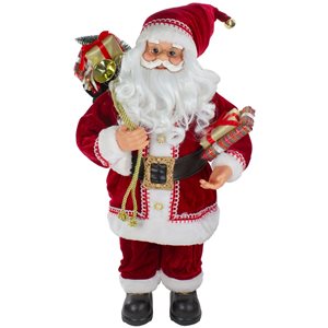 Northlight 2-ft Standing Curly Beard Santa Christmas Figure with Presents