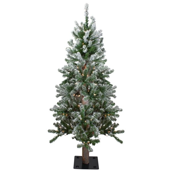 Northlight 4-ft Flocked Alpine Pre-Lit Artificial Christmas Tree with Warm White Lights