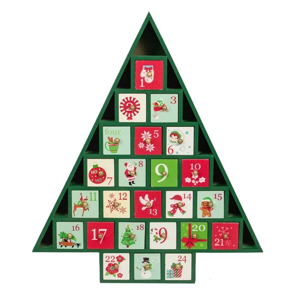 Northlight 15-in Green Tree Shaped Christmas Advent Calendar Decoration