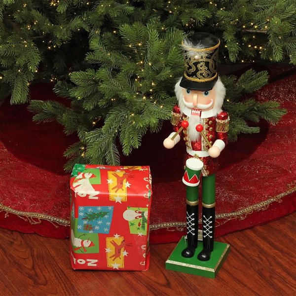 Northlight 24-in Red and Green Glitter Christmas Nutcracker Drummer