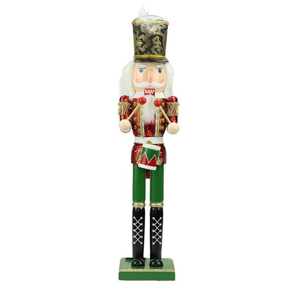 Northlight 24-in Red and Green Glitter Christmas Nutcracker Drummer