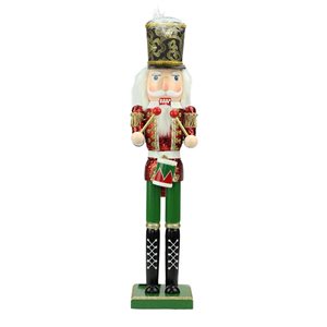 Northlight 24-in Red and Green Glitter Christmas Nutcracker Drummer