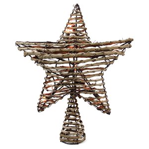 Northlight  11.5-in Brown Lighted Star Christmas Tree Topper with Warm White Lights