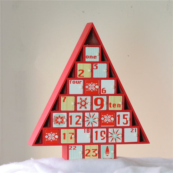 Northlight 14.5-in Red and White Christmas Tree Advent Calendar Decor