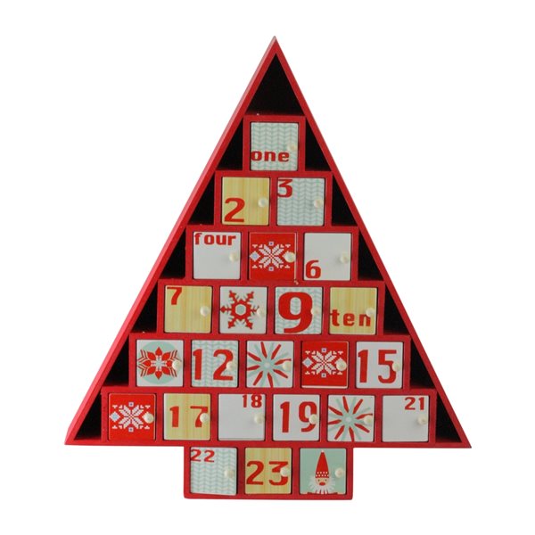 Northlight 14.5-in Red and White Christmas Tree Advent Calendar Decor ...
