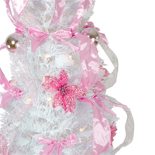 Northlight 6-ft White Artificial Christmas Tree with Warm White Lights and Pink Ornaments