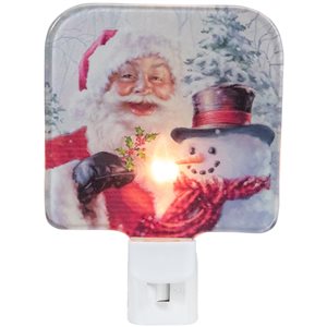 Northlight 4-in Red and White Santa and a Snowman Christmas Night Light