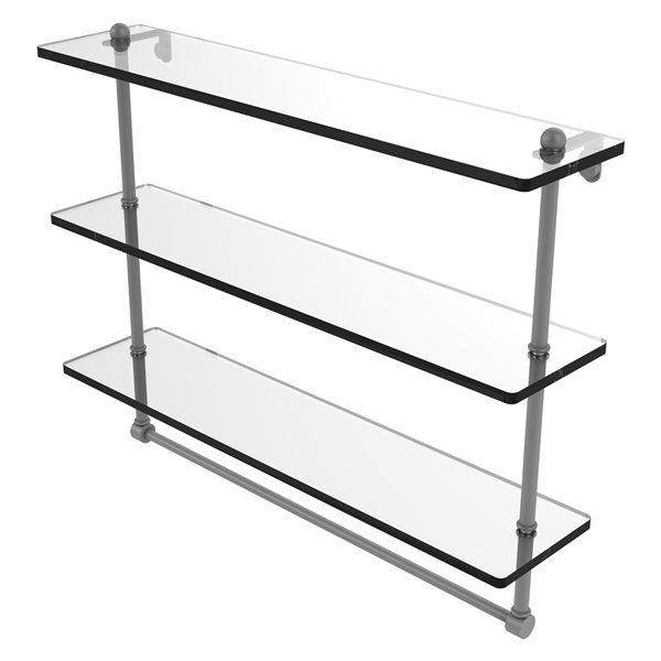 Allied Brass Matte Grey 3-Tier Wall Mount Glass Bathroom Shelf with ...