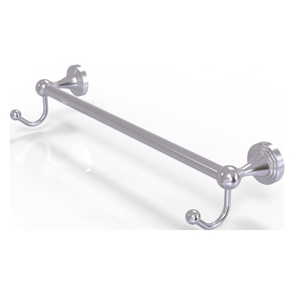 Allied Brass Sag Harbor 24-in Satin Chrome Wall Mount Single Towel Bar with Integrated Hooks