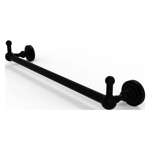 Allied Brass Dottingham Matte Black 24-in Wall Mount Single Towel Bar with Integrated Hooks