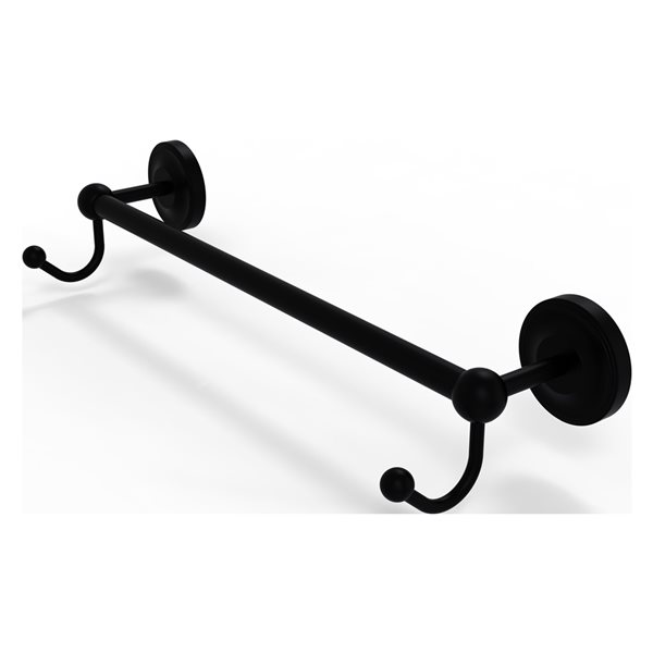 Allied Brass Prestige Regal Matte Black Wall Mounted 36-in Towel Bar with Integrated Hooks