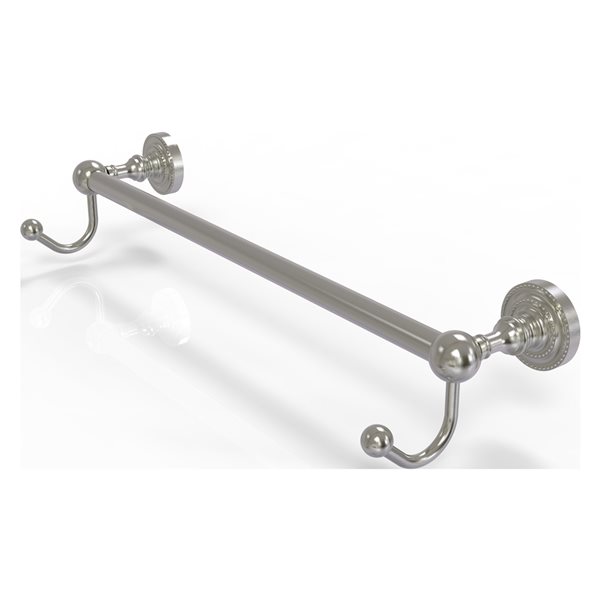 Allied Brass Dottingham Satin Nickel Wall Mounted 30-in Towel Bar with Integrated Hooks