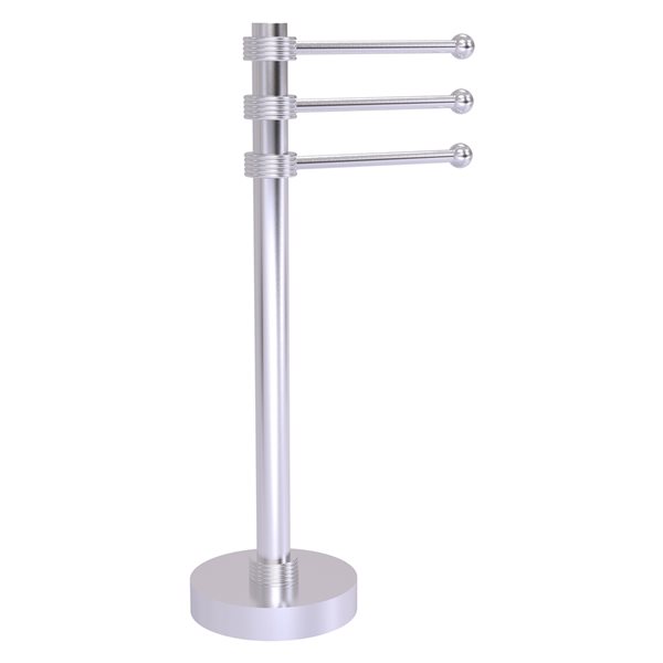 Allied Brass Towel Holder Satin Chrome Freestanding Towel Rack with Grooved Accents
