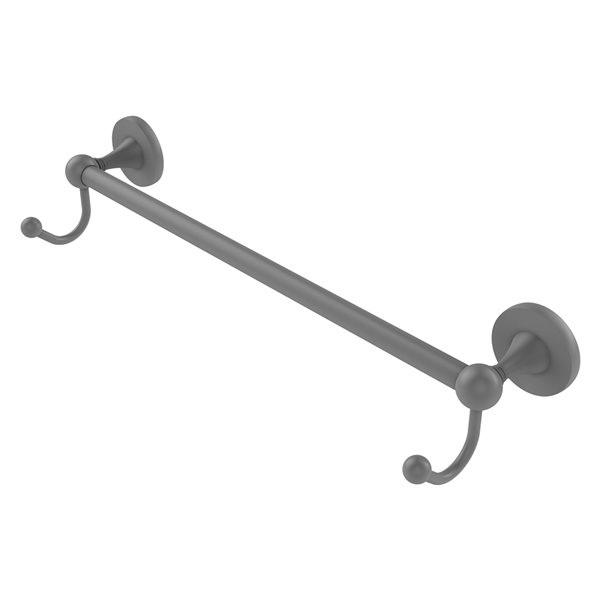 Allied Brass Shadwell Matte Grey Wall Mounted 24-in Towel Bar with Integrated Hooks