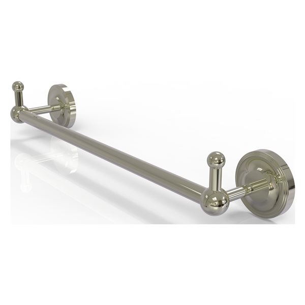 Allied Brass Prestige Regal Wall Mounted 36-in Towel Bar with Integrated Hooks - Polished Nickel