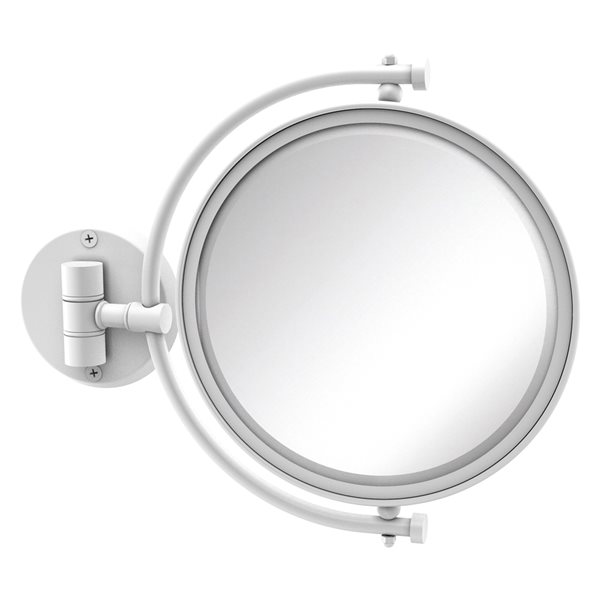 Allied Brass 7-in x 10-in Matte White Double-Sided Wall-Mounted Vanity Mirror - 5X Magnification