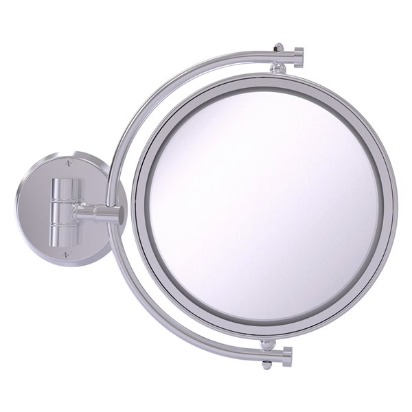 Allied Brass 8-in x 10-in Satin Chrome Double-Sided Wall-Mounted Vanity Mirror - 3X Magnification