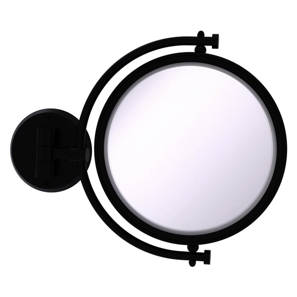 Allied Brass 7-in x 10-in Matte Black Double-Sided Wall-Mounted Vanity Mirror - 5X Magnification