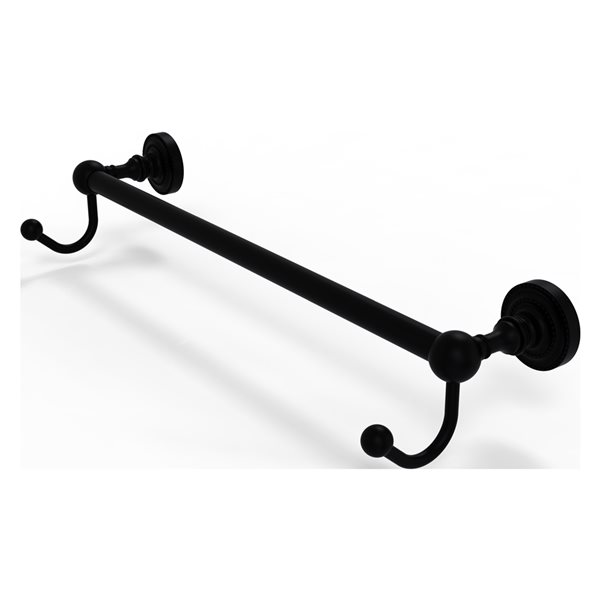 Allied Brass Dottingham 36-in Matte Black Wall-Mounted Single Towel Bar with Integrated Hooks