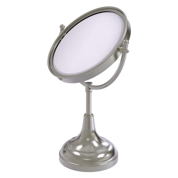 Allied Brass 8-in x 15-in Satin Nickel Double-Sided Countertop Vanity Mirror - 3X Magnification