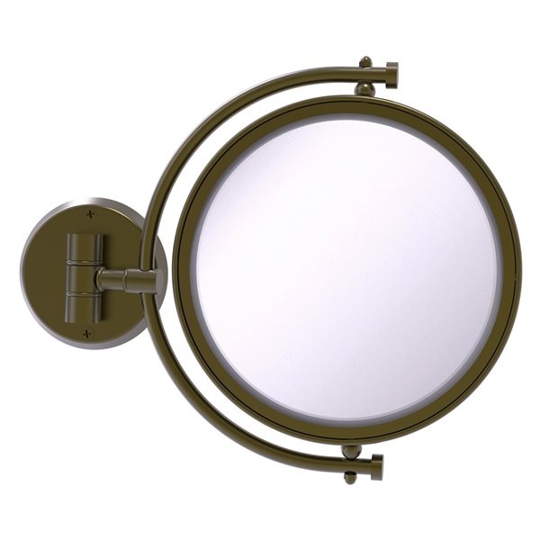 Allied Brass 7-in x 10-in Antique Brass Double-Sided Wall-Mounted Vanity Mirror - 5X Magnification