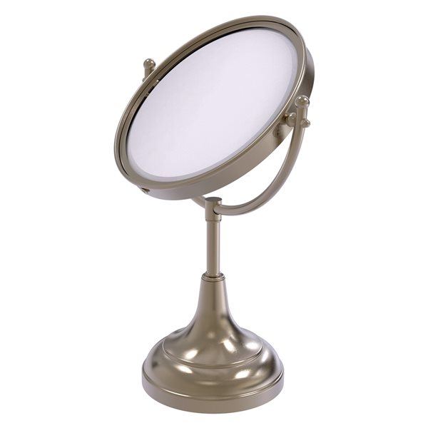 Allied Brass 8-in x 15-in Antique Pewter Double-Sided Countertop Vanity Mirror - 3X Magnification
