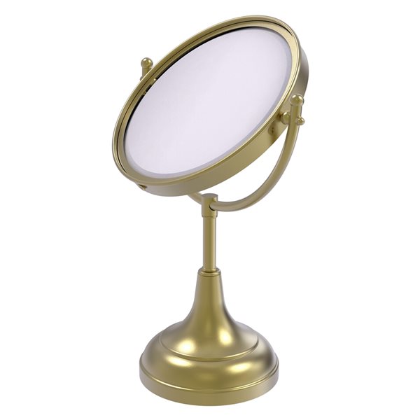 Allied Brass 8-in x 15-in Satin Brass Double-Sided Countertop Vanity Mirror