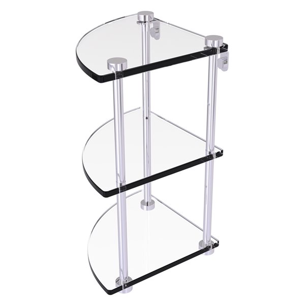 Allied Brass Polished Chrome 3-Tier Glass Wall-Mounted Bathroom Corner Shelf