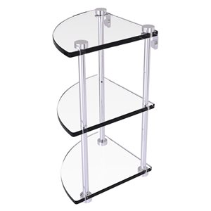 Allied Brass Polished Chrome 3-Tier Glass Wall-Mounted Bathroom Corner Shelf