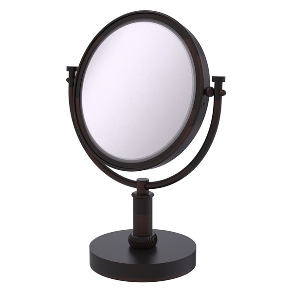 Allied Brass 8-in x 15-in Bronze Double-Sided Countertop Vanity Mirror - 2X Magnification