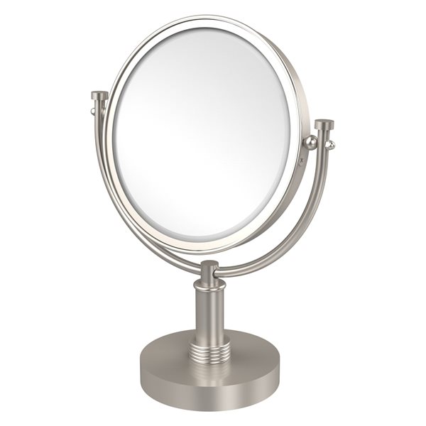 Allied Brass 8-in x 15-in Satin Nickel Double-Sided Countertop Makeup Mirror with 2X Magnification