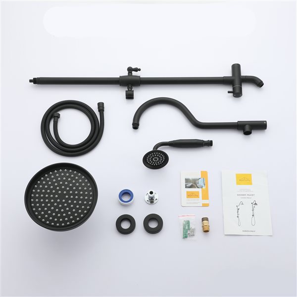 Boyel Living Matte Black 8-in Metal Dual Shower Head with Shower Bar System