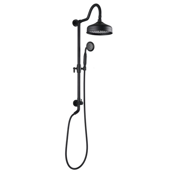 Boyel Living Matte Black 8-in Metal Dual Shower Head with Shower Bar System