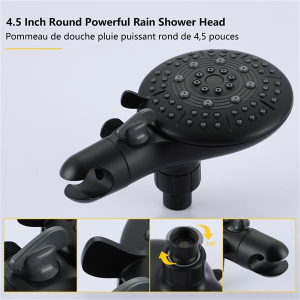 Boyel Living Matte Black 8.3-in Metal Dual Shower Head with Built-in Shower System